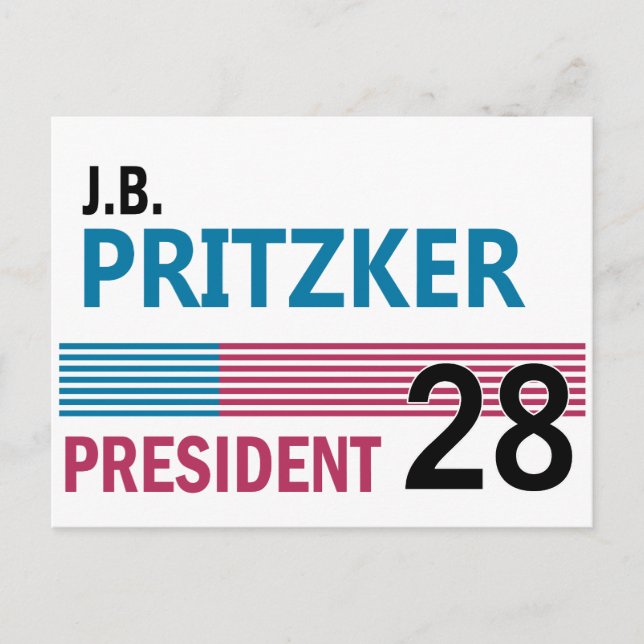 J.B. Pritzker 2028 Postkarte (Vorderseite)