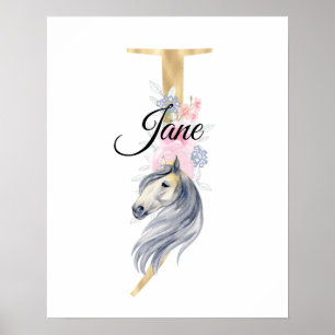 J Buchstabe personalisierter Name Monogramm mit Pf Poster