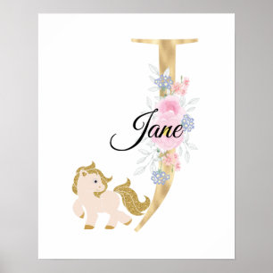 J Buchstabe personalisierter Name Monogramm mit Po Poster