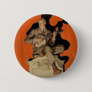 J.C. Leyendecker Banjo-Spieler 1920 Art Deco Kunst Button