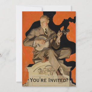 J.C. Leyendecker Banjo-Spieler 1920 Art Deco Kunst Einladung