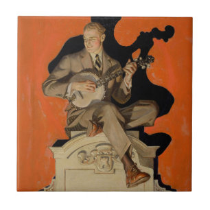 J.C. Leyendecker Banjo-Spieler 1920 Art Deco Kunst Fliese