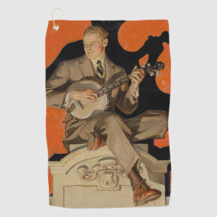 J.C. Leyendecker Banjo-Spieler 1920 Art Deco Kunst Golfhandtuch