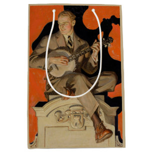 J.C. Leyendecker Banjo-Spieler 1920 Art Deco Kunst Mittlere Geschenktüte