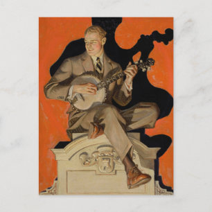 J.C. Leyendecker Banjo-Spieler 1920 Art Deco Kunst Postkarte