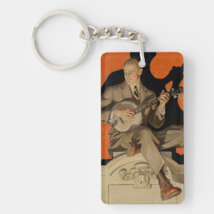 J.C. Leyendecker Banjo-Spieler 1920 Art Deco Kunst Schlüsselanhänger