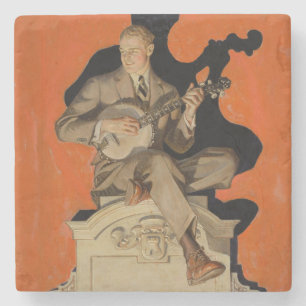 J.C. Leyendecker Banjo-Spieler 1920 Art Deco Kunst Steinuntersetzer