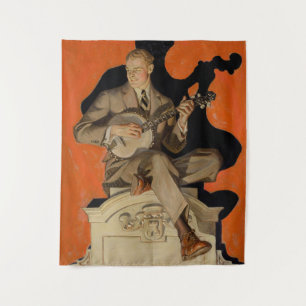 J.C. Leyendecker Banjo-Spieler 1920 Art Deco Kunst Wandteppich