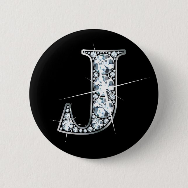 "J" Diamond Bling Button (Vorderseite)