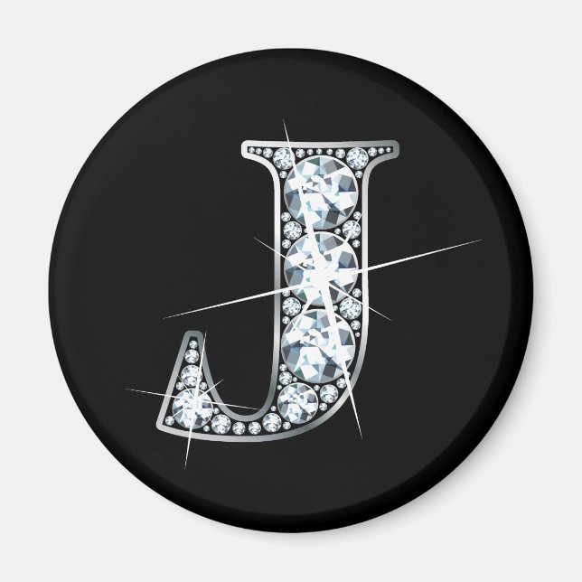 "J" Diamond Bling Magnet (Vorne)