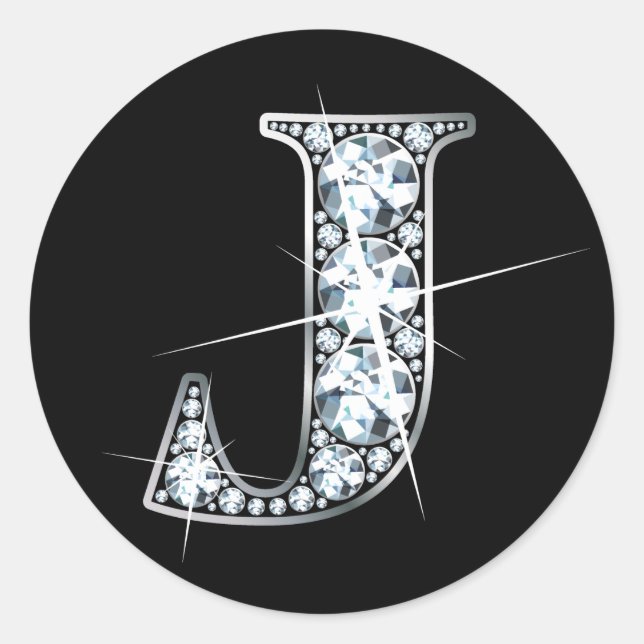 "J" Diamond Bling Sticker (Vorderseite)