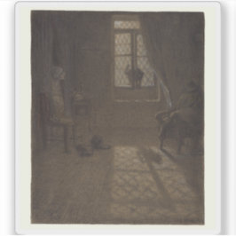 J.F. Millet - Le Chat (Die Katze am Fenster) Aufkleber