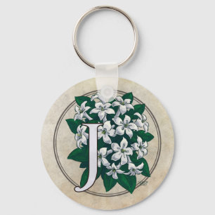 J für Jasmine Blume Monogram Schlüsselanhänger