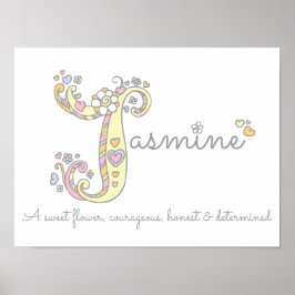 J für Jasmine Initial Doodle Art Poster