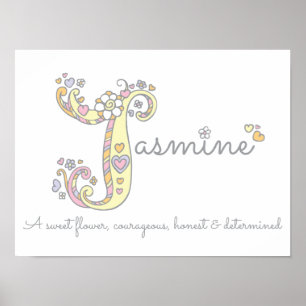 J für Jasmine Initial Doodle Art Poster
