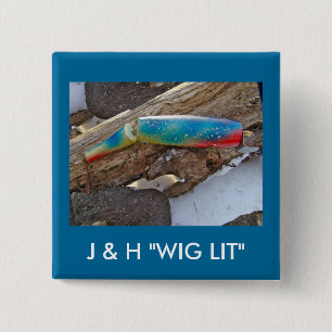 J & H "WIG LIT" Vintage-Salzwasserköder-Artikel Button