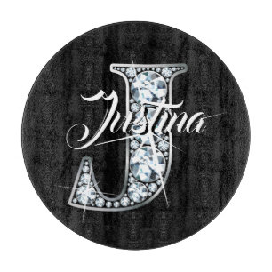 J Imitats Diamond Bling Monogram Schneidebrett