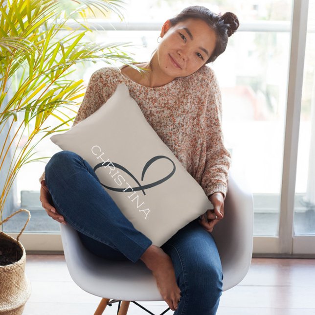 J Initial Personalisiert Name Neutral Taupe Tan Dekokissen (J Initial Personalized Name Neutral Taupe Tan Accent Pillow)