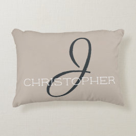 J Initial Personalisiert Name Neutral Taupe Tan Dekokissen
