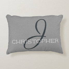 J Initial Personalisiert Name Schwarz-weiß Gray Dekokissen