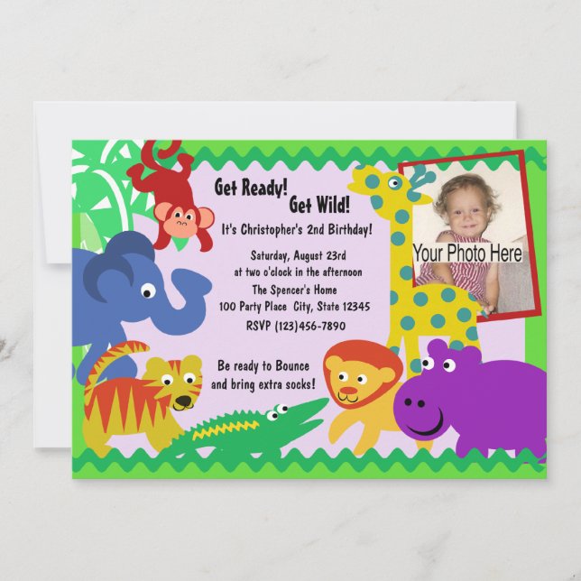 J ist für Dschungel Einladung (Vorderseite)