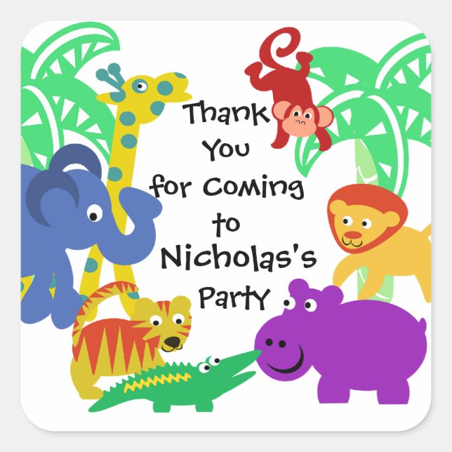 J ist für Dschungel Quadratischer Aufkleber (Vorderseite)