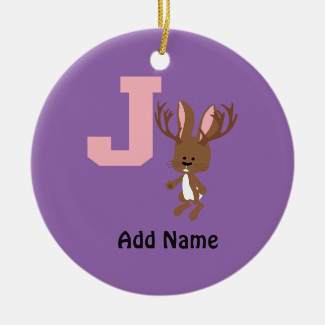 J ist für Jackalope Keramikornament (Vorne)