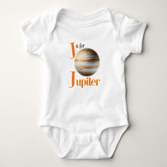 J ist für niedlichen Planeten Jupiters u. Baby Strampler (Vorderseite)