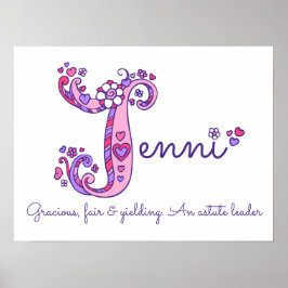 J Jenni Initial Doodle Art Name bedeutet Poster