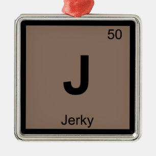 J - Jerky Beef Chemistry Periodic Table Symbol Silbernes Ornament