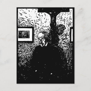 J.-K. Huysmans Woodcut Postkarte