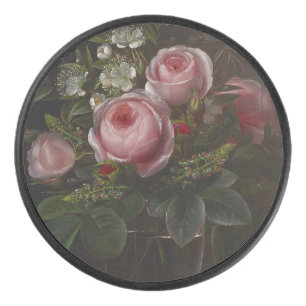 J.L. Jensen - Rose und Tree Anemones in einem ... Eishockey Puck