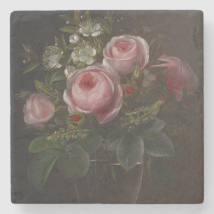 J.L. Jensen - Rose und Tree Anemones in einem ... Steinuntersetzer