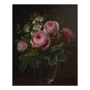 J.L. Jensen - Rosen und Waldanemonen in einer ... Poster