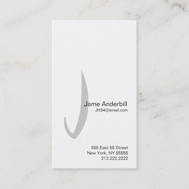 J Letter Alphabet Business Card Gray Visitenkarte (Vorderseite)