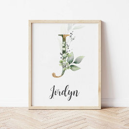 J Letter Monogram Greenerity Kinderzimmer Name Wal Poster