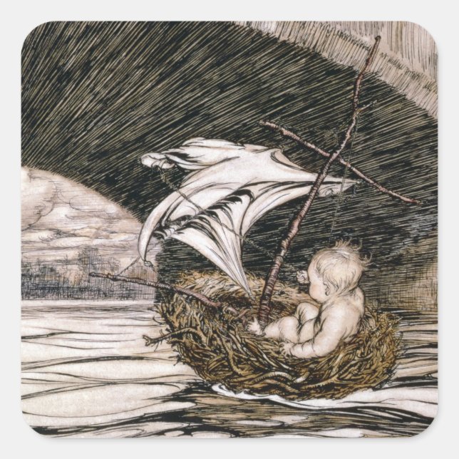 J.M. Barrie | "Er ist unter der Brücke gegangen un Quadratischer Aufkleber (Vorderseite)