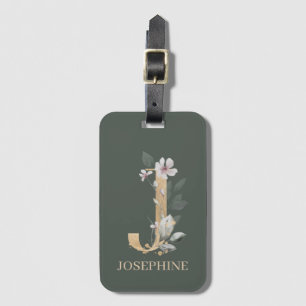 J Monogram Floral Personalisiert Gepäckanhänger