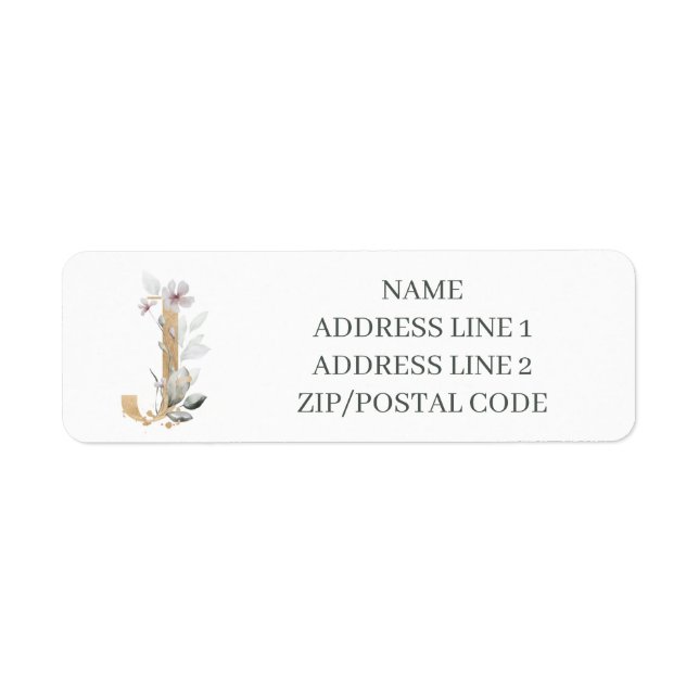 J Monogram Floral Personalisiert Label (Vorne)