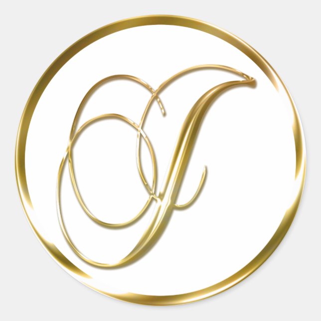 J Monogram Imitate Gold Umschlag oder Bevorzugung  Runder Aufkleber (Vorderseite)