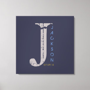 J Monogram Initial Bar Bat Mitzvah Sign-In Board Leinwanddruck