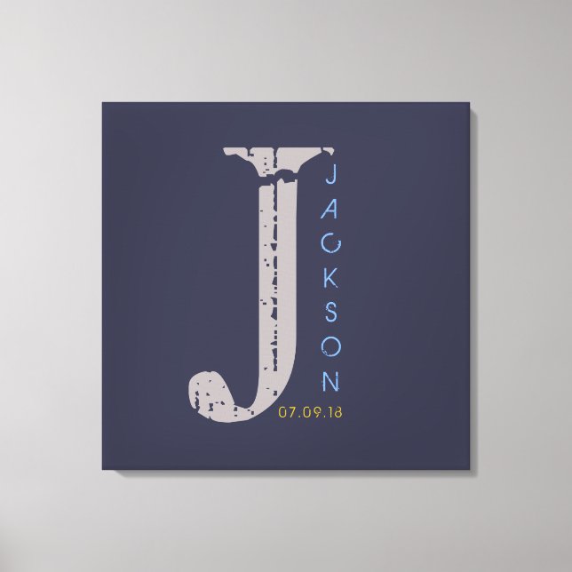 J Monogram Initial Bar Bat Mitzvah Sign-In Board Leinwanddruck (Vorderseite)