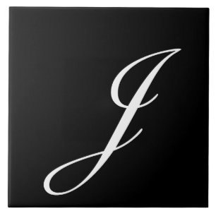 J Monogram Initial White Fliese