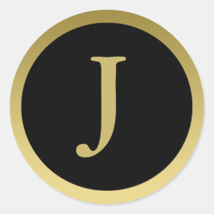 J: Monogram J Elegante Gold- und Black Stickers