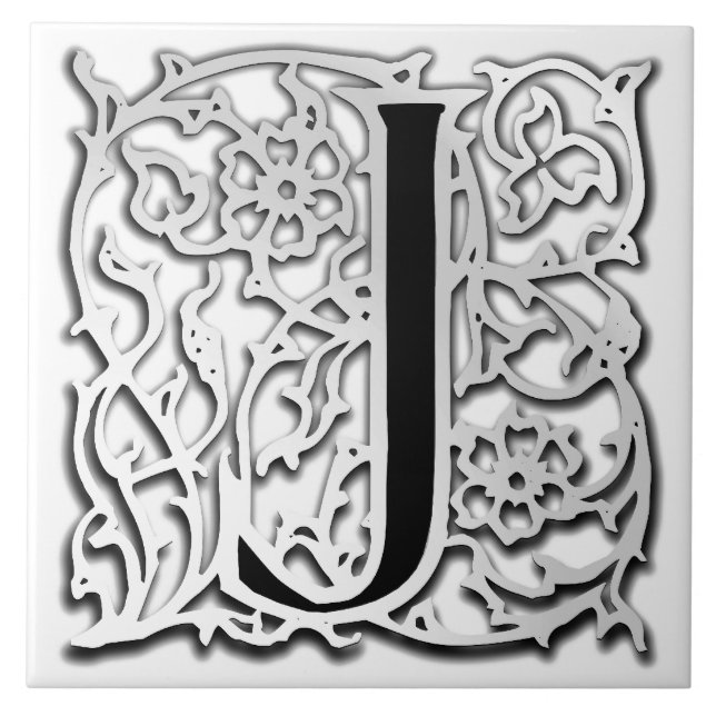 J Monogram "Silver Besque" Keramik Tile Fliese (Vorderseite)