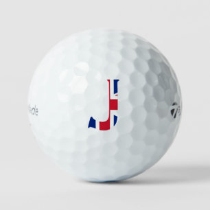 J Monogram überlagert sich auf der Unijack-Flagge Golfball