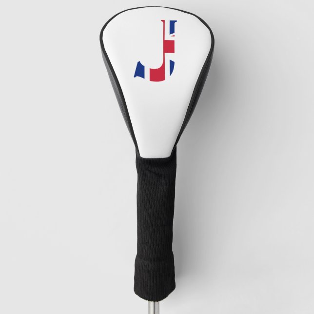 J Monogram überlagert sich auf der "Union Jack Fla Golf Headcover (Vorderseite)
