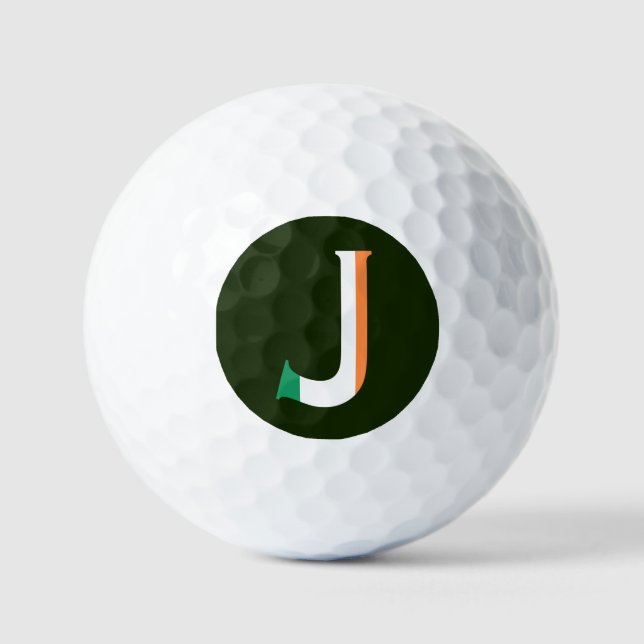 J Monogram überlagert sich auf Irish Flag va gbcnt Golfball (Vorderseite)