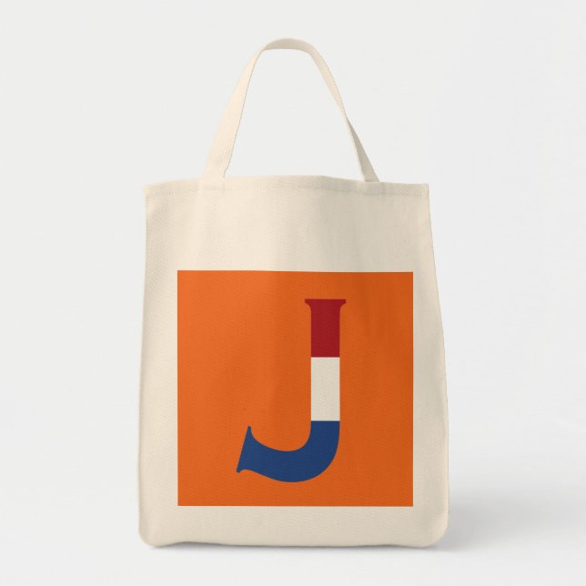 J Monogram überlagert sich auf NLD Flag auf oder g Tragetasche (Vorne)