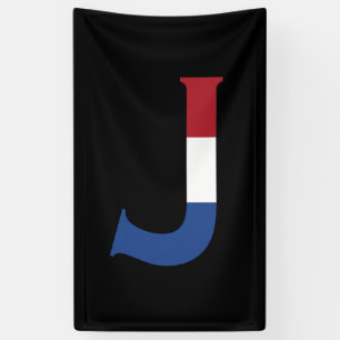 J Monogram überlagert sich auf NLD-Flagge auf bk b Banner